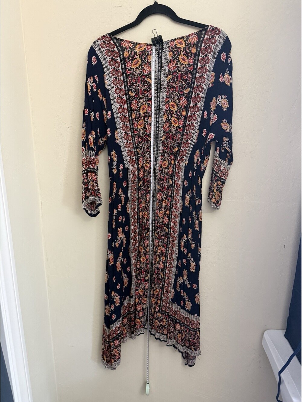 Nostalgia Midi Boho Dress Women's XL  Colorful Floral Long Sleeve - Picture 4 of 7